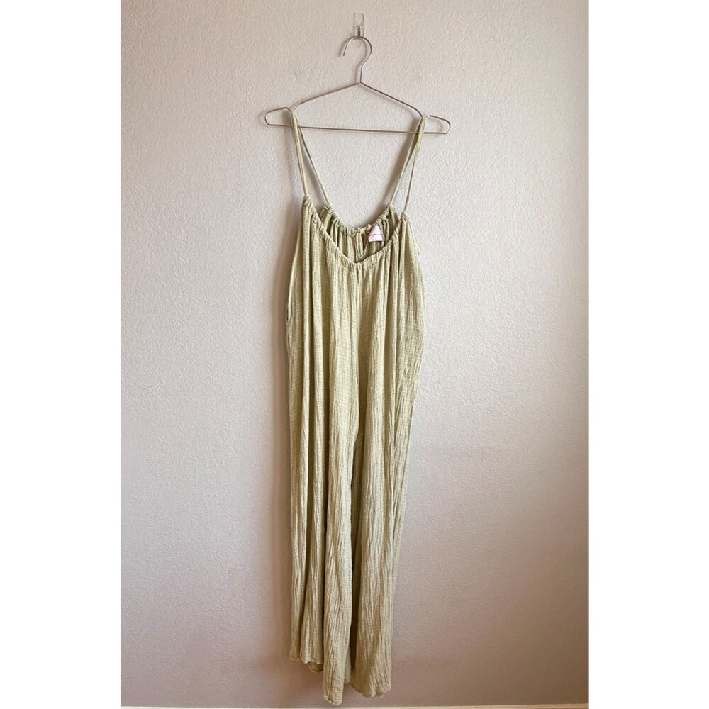 Out From Under Sand Babe Gauze Overalls in Light Sage Green Size MEDIUM
